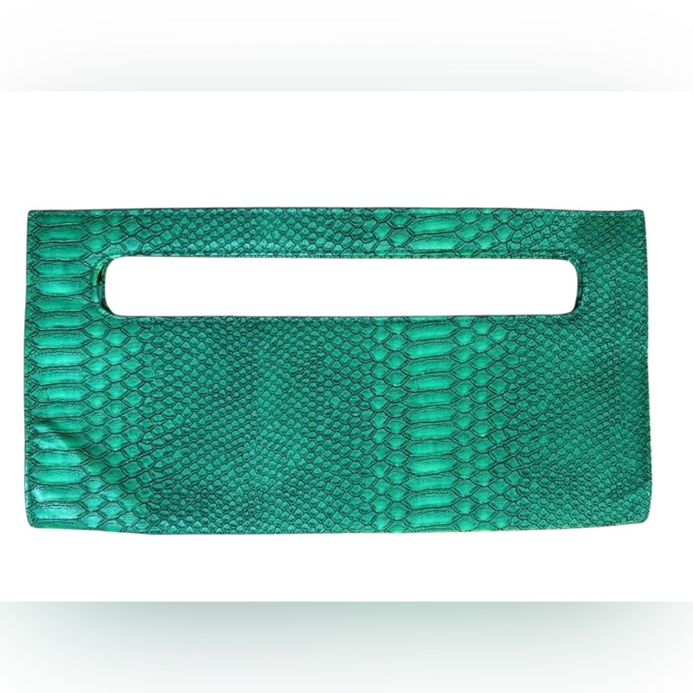 Vintage Giannini Green Faux Leather and Snake Skin Clutch - Picture 2 of 6